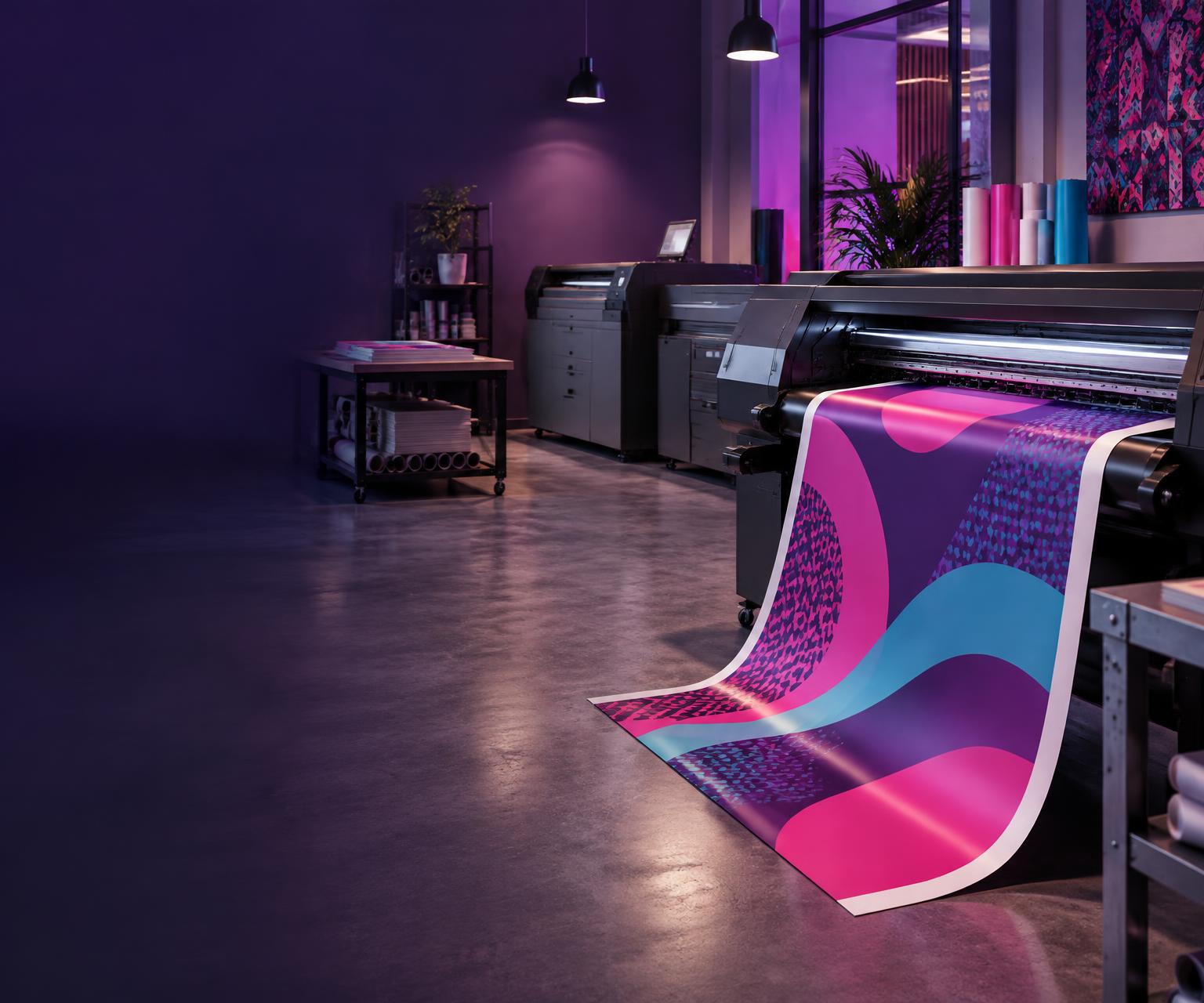 Wide-format printer producing vivid branded signage